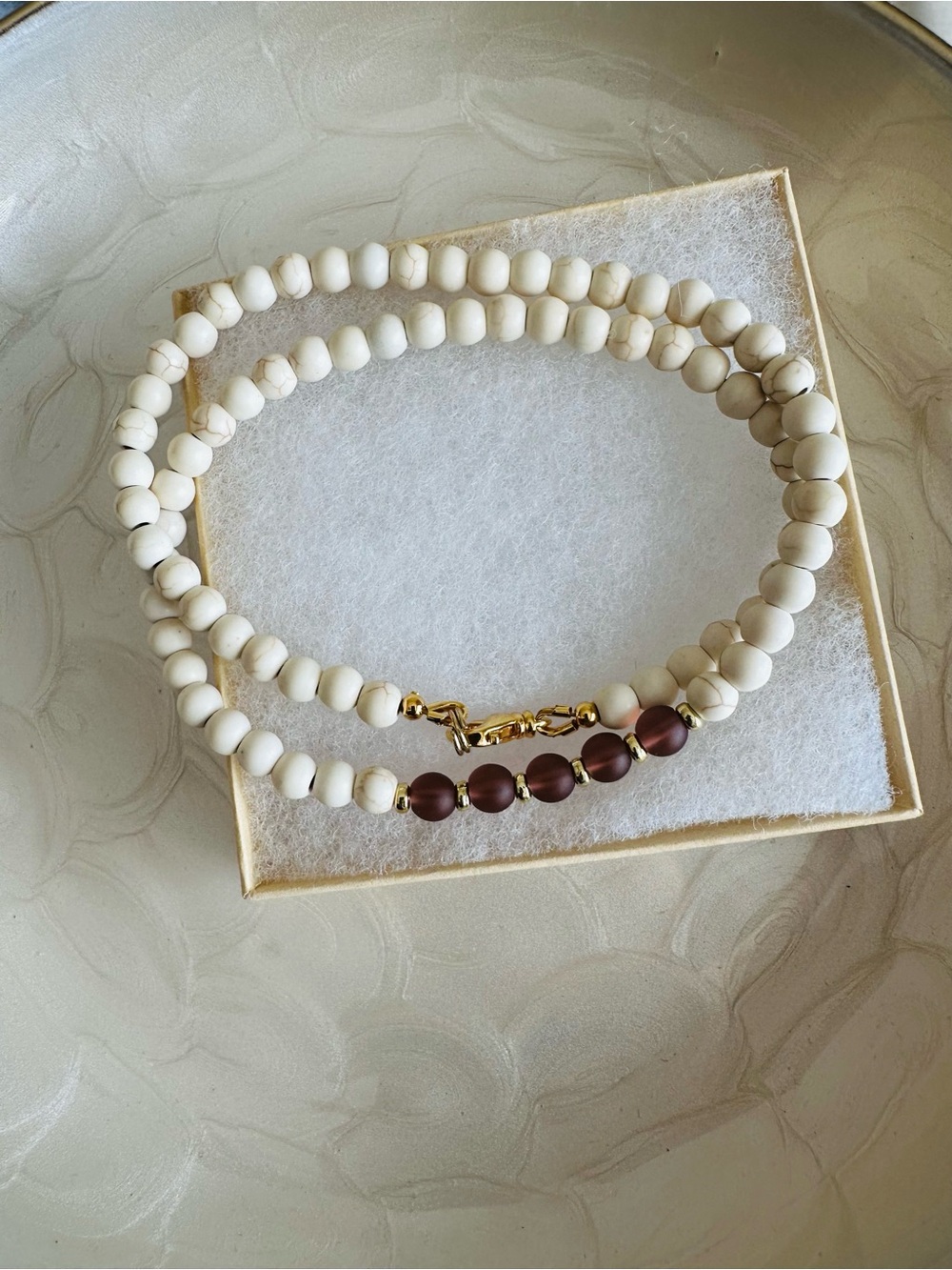 Magnesite and Glass Bead Handmade Necklace